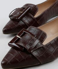 Sapatilha-Feminina-Via-Uno-Bico-Fino-Texturizada-Croco-com-Fivela-Marrom-Escuro-9683017-Marrom_Escuro_3