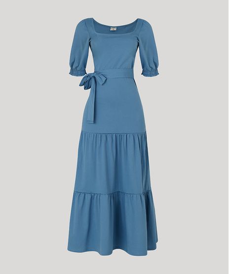 Vestido-Feminino-Mindset-Longo-com-Recortes-e-Faixa-para-Amarrar-Manga-Bufante-Azul-9948974-Azul_1