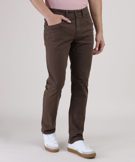 calça marrom sarja masculina