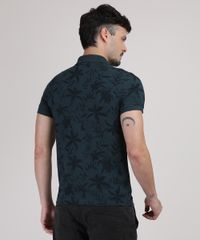 Polo-Masculina-Slim-Estampada-de-Folhagem-Manga-Curta-Verde-Escuro-9867093-Verde_Escuro_2