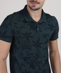 Polo-Masculina-Slim-Estampada-de-Folhagem-Manga-Curta-Verde-Escuro-9867093-Verde_Escuro_4