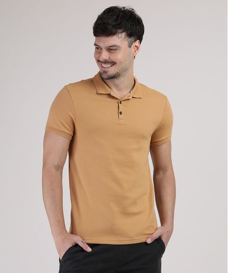 Polo-Masculina-Slim-Texturizada-Manga-Curta-Mostarda-9872557-Mostarda_1