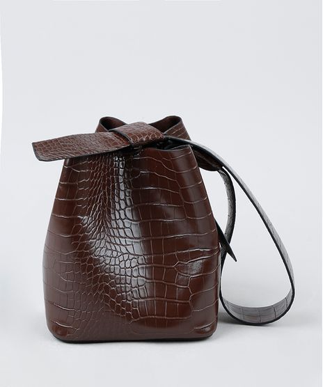 Bolsa-Feminina-Bucket-Grande-Croco-com-Alca-e-Laco-Marrom-Escuro-9845458-Marrom_Escuro_1