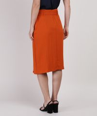 Saia-Feminina-Midi-com-Recorte-e-Faixa-para-Amarrar-Laranja-9820175-Laranja_2