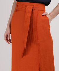 Saia-Feminina-Midi-com-Recorte-e-Faixa-para-Amarrar-Laranja-9820175-Laranja_4