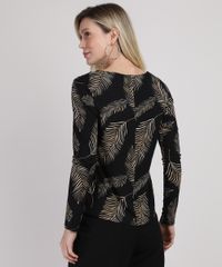 Blusa-Feminina-Estampada-de-Folhas-Manga-Longa-Decote-V-Preta-9868290-Preto_2
