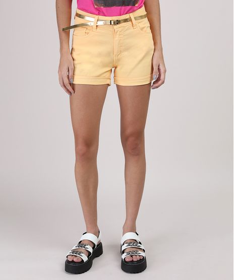 Short-Feminino-Reto-Cintura-Media-com-Bolsos-e-Cinto-Laranja-Claro-9709489-Laranja_Claro_1