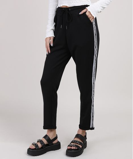 calça de moletom feminina com faixa lateral
