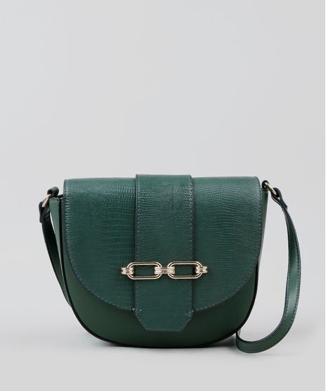 Bolsa-Feminina-Transversal-Pequena-com-Lapela-Texturizada-e-Fivela-Verde-Escuro-9845699-Verde_Escuro_1