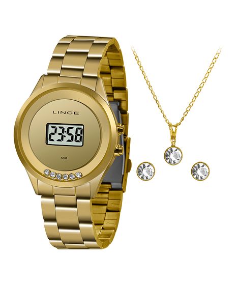 Kit-Relogio-Digital-Lince-Feminino---Colar-com-Brincos---SDG4610L-KX86BXKX-Dourado-9950548-Dourado_1