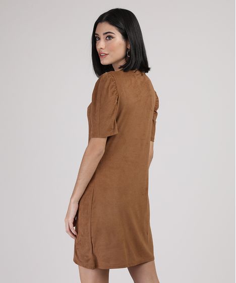 vestido suede caramelo