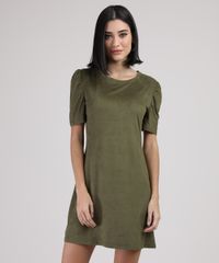 Vestido-de-Suede-Feminino-Curto-Manga-Curta-Verde-Militar-9938150-Verde_Militar_1
