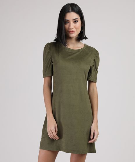Vestido-de-Suede-Feminino-Curto-Manga-Curta-Verde-Militar-9938150-Verde_Militar_1