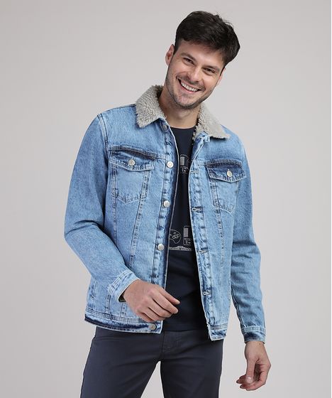 jaqueta jeans masculina estampada