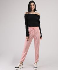 Calca-de-Moletom-Feminina-Cintura-Media-com-Barra-Dobrada-Rosa-Claro-9942681-Rosa_Claro_3