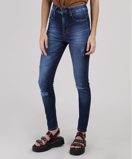 Calca-Jeans-Feminina-Sawary-Super-Skinny-Cintura-Media-com-Cinta-Azul-Escruro-9945242-Azul_Escruro_1