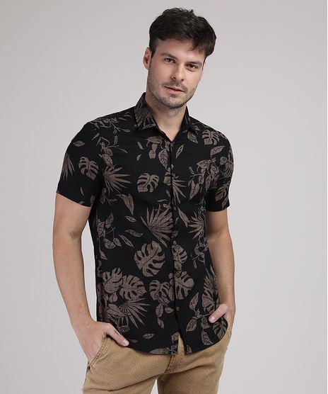 Camisa-Masculina-Folhas-Manga-Curta-Preta-9942493-Preto_1