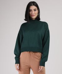 Sueter-de-Trico-Feminino-Cropped-Amplo-Gola-Alta-Verde-Escuro-9945752-Verde_Escuro_1