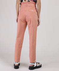 Calca-de-Sarja-Feminina-Sawary-Clochard-Mom-Cintura-Super-Alta-com-Faixa-para-Amarrar-Coral-9945251-Coral_2