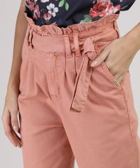 Calca-de-Sarja-Feminina-Sawary-Clochard-Mom-Cintura-Super-Alta-com-Faixa-para-Amarrar-Coral-9945251-Coral_4