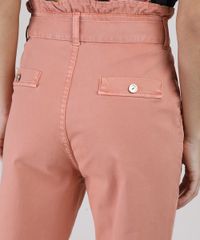 Calca-de-Sarja-Feminina-Sawary-Clochard-Mom-Cintura-Super-Alta-com-Faixa-para-Amarrar-Coral-9945251-Coral_5