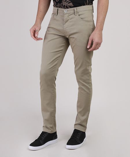 calça skinny bege masculina