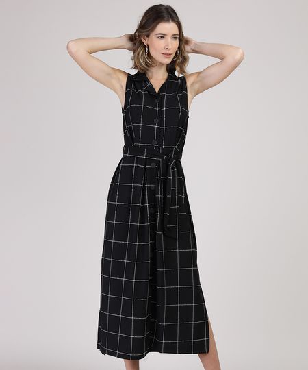 Vestido-Chemise-Feminino-Midi-Estampado-Quadriculado-com-Faixa-para-Amarrar-Sem-Manga-Preto-9943947-Preto_1 Vestido-Chemise-Feminino-Midi-Estampado-Quadriculado-com-Faixa-para-Amarrar-Sem-Manga-Preto-9943947-Preto_1