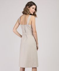 Vestido-Feminino-Midi-com-Bolsos-Alca-Larga-Kaki-9938607-Kaki_2