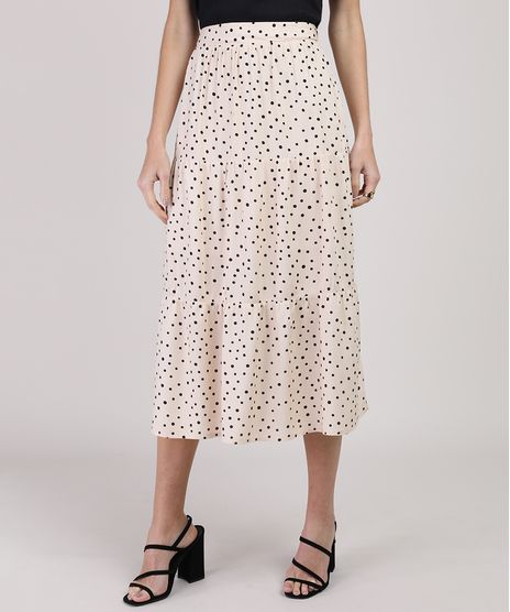 Saia-Feminina-Midi-Estampada-de-Poa-com-Recortes-Bege-Claro-9942691-Bege_Claro_1