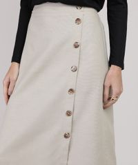 Saia-Feminina-Midi-com-Botoes-e-Fenda-Kaki-9938604-Kaki_4