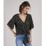 Blusa-Feminina--Onca-com-No-Manga-Curta-Decote-V-Verde-Escuro-9946385-Verde_Escuro_1