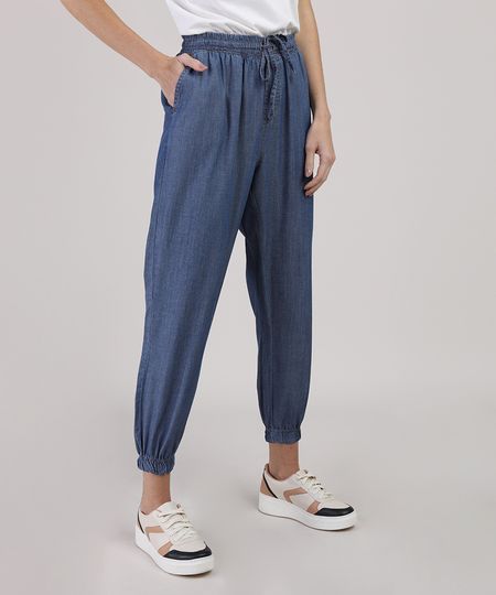 Calca-Feminina-Jogger-Cintura-Media-com-Bolsos-Azul-Escruro-9944899-Azul_Escruro_1
