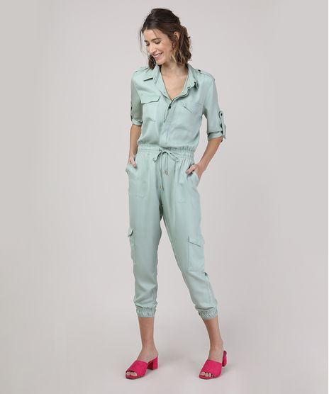 Macacao-Feminino-Jogger-Cargo-com-Amarracao-Manga-3-4-Verde-Claro-9758582-Verde_Claro_1