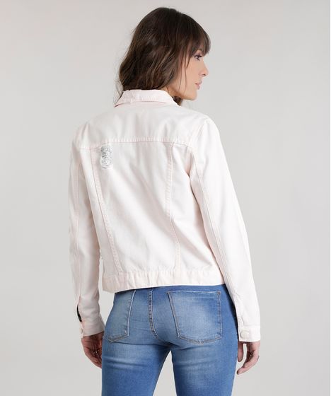 jaqueta jeans rosa bebe