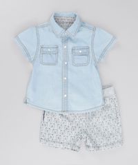 Conjunto-de-Camisa-Jeans---Bermuda-em-Moletom-Estampada-Cinza-Mescla-8502241-Cinza_Mescla_1