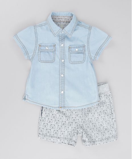 Conjunto-de-Camisa-Jeans---Bermuda-em-Moletom-Estampada-Cinza-Mescla-8502241-Cinza_Mescla_1