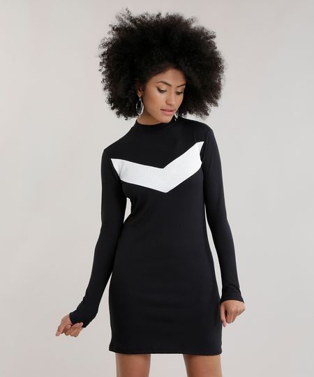 Vestido-Canelado-com-Recorte-Preto-8691570-Preto_1