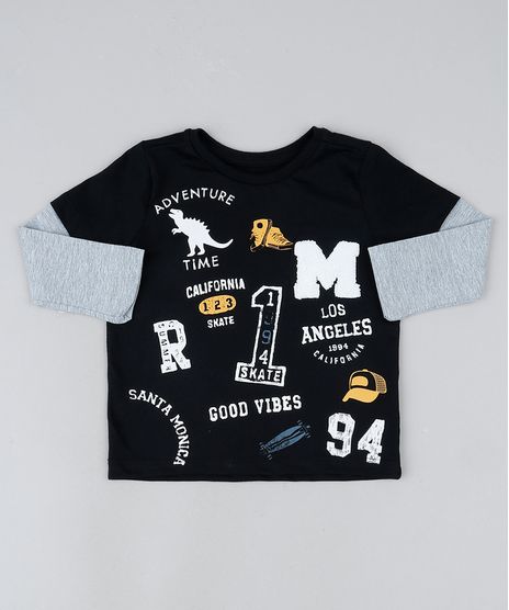 Camiseta-Infantil--Adventure-Time--Manga-Longa-com-Sobreposicao-Preta-9918347-Preto_1