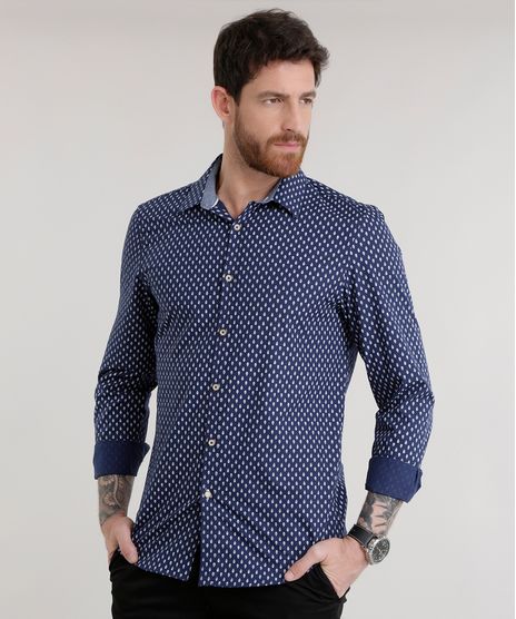 Camisa-Slim-Estampada-em-Algodao---Sustentavel-Azul-Marinho-8585458-Azul_Marinho_1