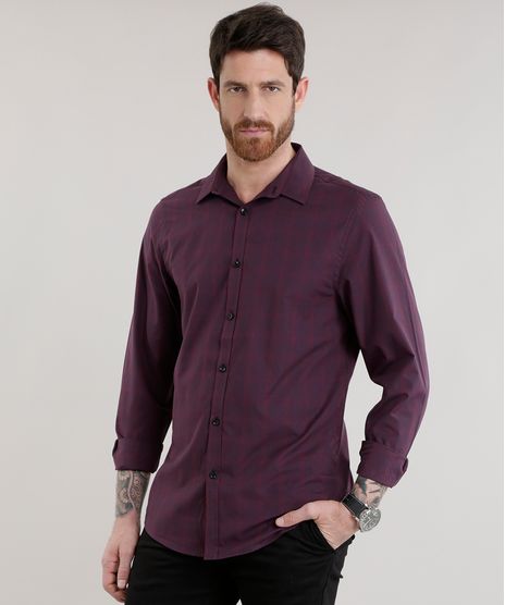 Camisa-Slim-Estampada-em-Algodao---Sustentavel-Vinho-8587030-Vinho_1
