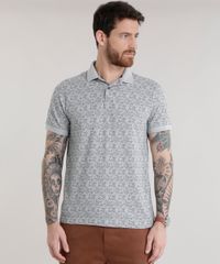 Polo-em-Piquet-Estampada-de-Folhagens-Cinza-Mescla-8653364-Cinza_Mescla_1