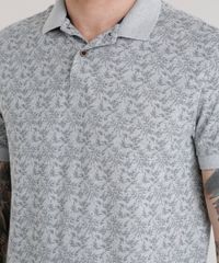 Polo-em-Piquet-Estampada-de-Folhagens-Cinza-Mescla-8653364-Cinza_Mescla_4