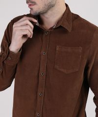 Camisa-de-Veludo-Cotele-Masculina-Tradicional-com-Bolso-Manga-Longa-Marrom-9809551-Marrom_4