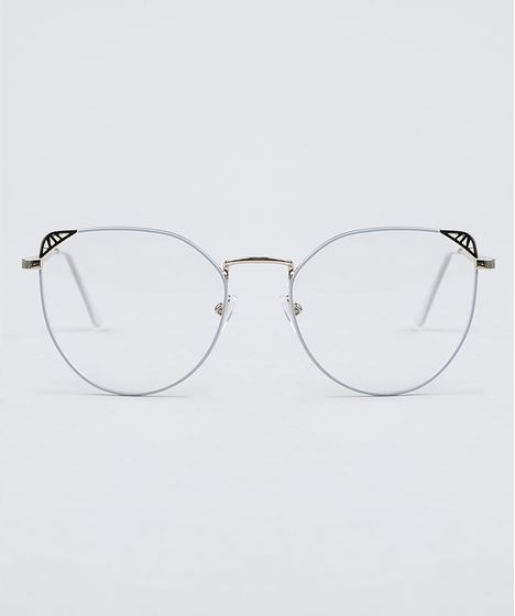 Armacao Para Oculos De Grau Feminina Oval Prateado Cea
