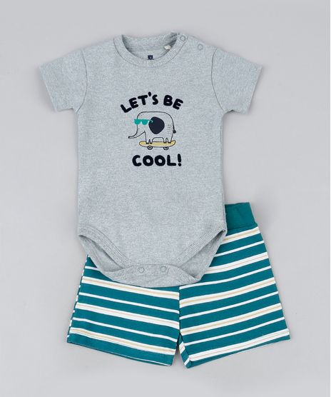 Conjunto-Infantil-de-Body--Cool--Manga-Curta-Cinza-Mescla---Short-Listrado-Verde-9678404-Verde_1