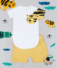 Conjunto-Infantil-de-Body-Tigre-Manga-Curta-Off-White---Short-Amarelo-9672637-Amarelo_2