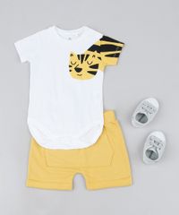 Conjunto-Infantil-de-Body-Tigre-Manga-Curta-Off-White---Short-Amarelo-9672637-Amarelo_3