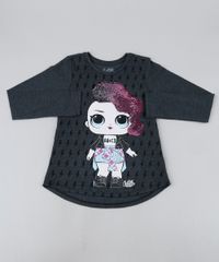 Blusa-Infantil-LOL-Surprise-com-Paete-Dupla-Face-Manga-Longa-Cinza-Mescla-Escuro-9941970-Cinza_Mescla_Escuro_1