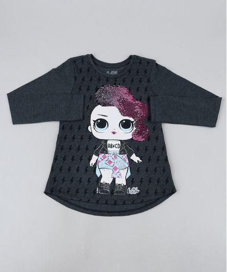 Blusa-Infantil-LOL-Surprise-com-Paete-Dupla-Face-Manga-Longa-Cinza-Mescla-Escuro-9941970-Cinza_Mescla_Escuro_1