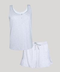 Pijama-Feminino-Listrado-com-Botoes-e-Babado-Regata-Cinza-Mescla-Claro-9929458-Cinza_Mescla_Claro_1
